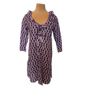 Mud Pie Annabelle Beach Bar Cover Up Orchid Navy Tunic Womens Size Small New